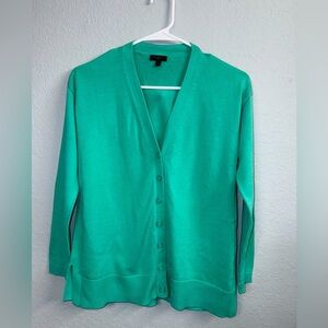 Talbots Green Cardigan Sweater Lightweight Knit